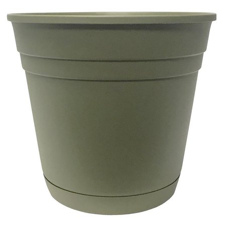 SOUTHERN PATIO Planter with Attached Saucer, 20 in W, 20 in D, Round, Riverland Design, Resin, Olive Green RN2008OG
